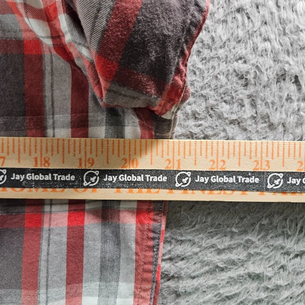 Untuckit Shirt Men Medium Slim Fit Button Up Long Sleeve Gray Red Plaid Pls Read